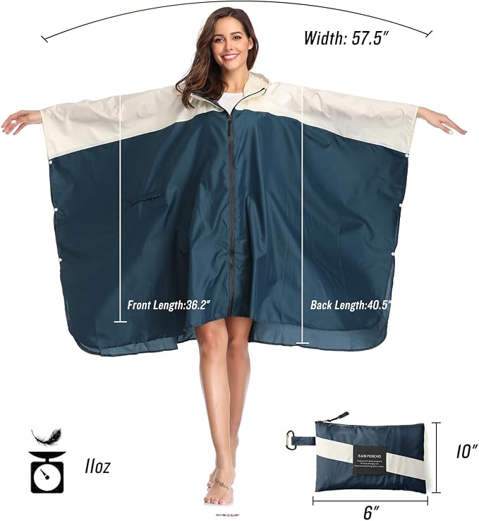 SaphiRose Unisex Rain Poncho Hooded Waterproof Raincoat - Image 6