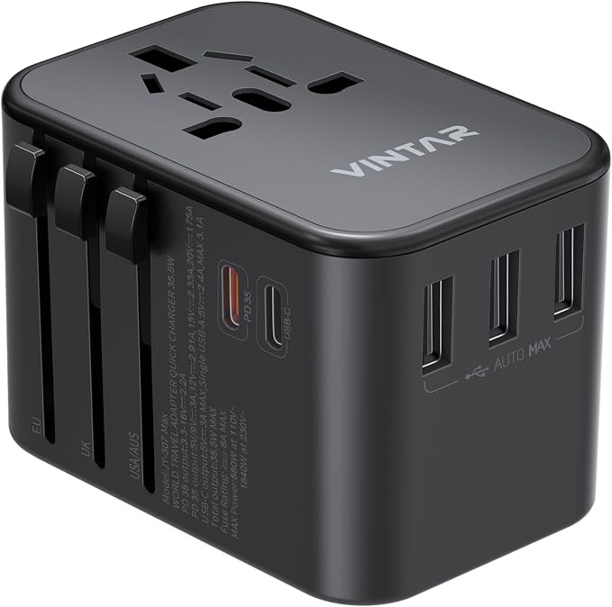 Universal Travel Adapter, VINTAR 35.5W International Power Adapter by VINTAR