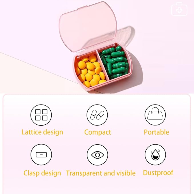 2PCS Small Pill Case Travel Pill Box Cute Pill Organizer - Image 4