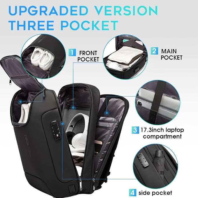 BANGE Men's Anti-Theft Backpack, Waterproof Fashion Travel Backpacks, High Tech - Image 3