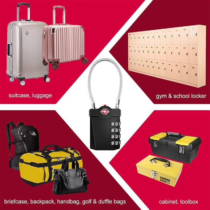 ZHEGE TSA Approved Luggage Lock, Travel Lock, 000 Combination Options, 5.5in - Image 6