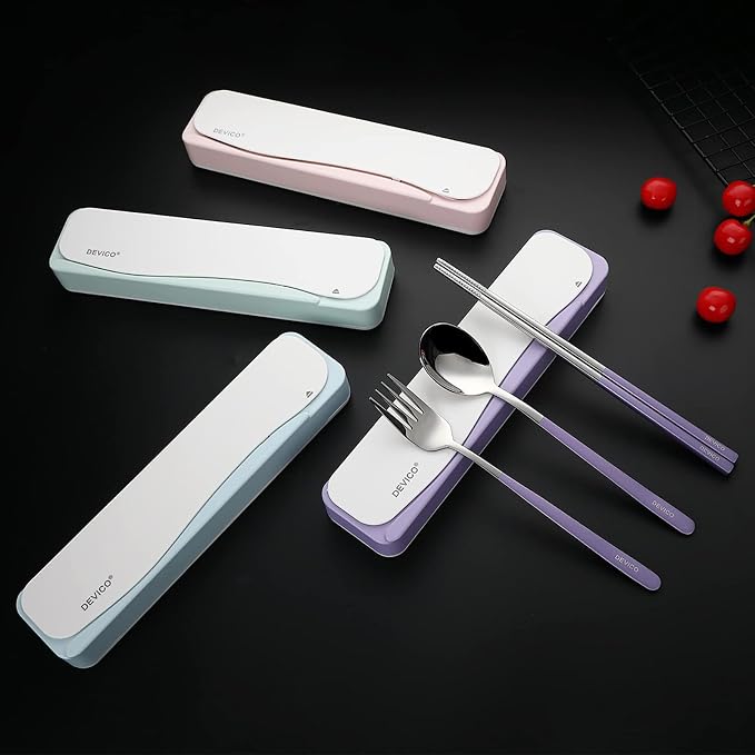 DEVICO Travel Utensils With Case, 18/8 Stainless Steel Camping Utensils - Image 6