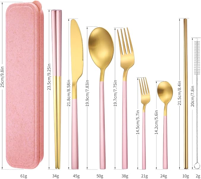 AARAINBOW 6 Pieces Stainless Steel Flatware Set Portable Reusable Cutlery Set - Image 2