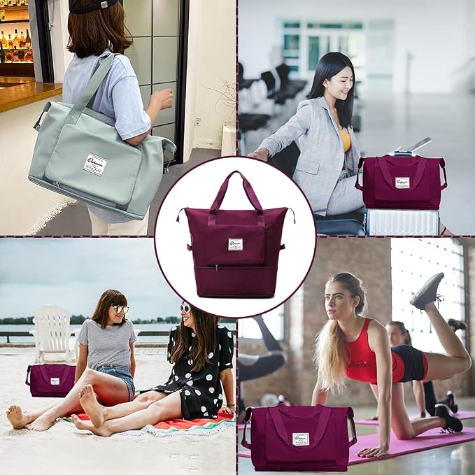 Large Capacity Foldable Travel Bag Expandable Portable Carry on Bag Dry&Wet - Image 6