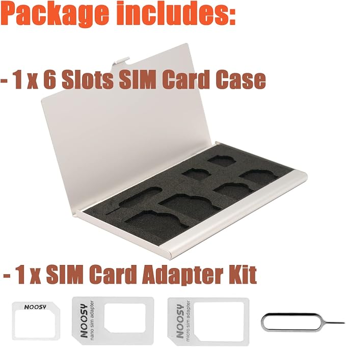 Aluminum SIM Card Case, 6Slots Ultrathin SIM Card Holder - Image 3