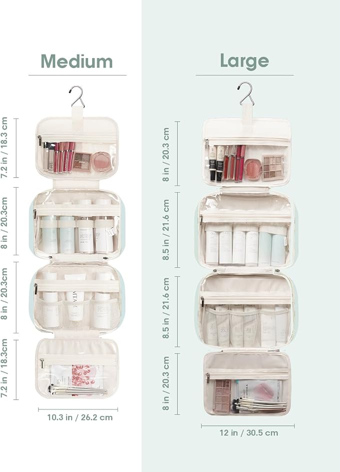 Travel Toiletry Bag for Women Large Hanging Makeup Bag Organizer Toiletries Bag - Image 3