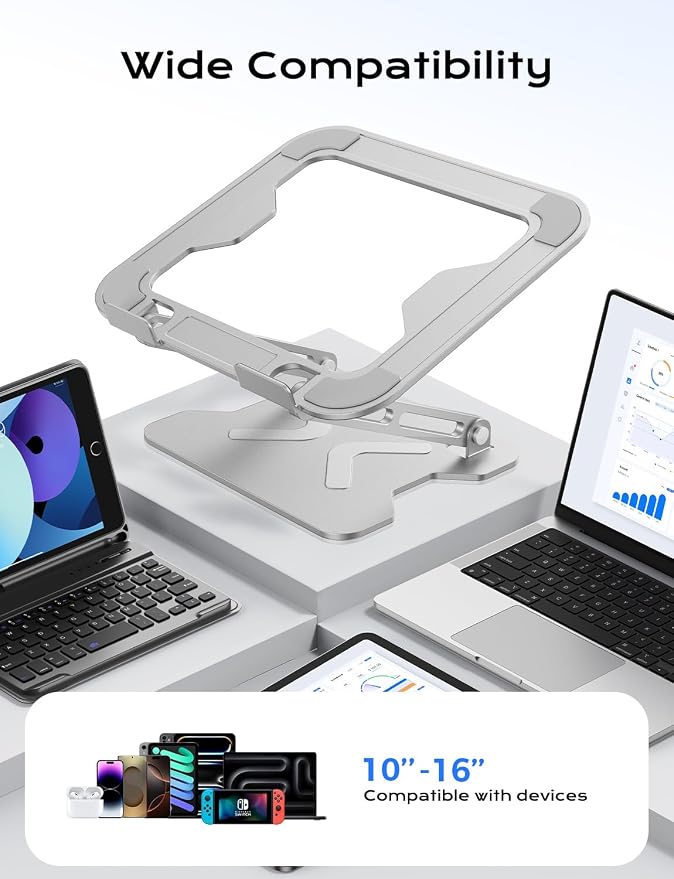 Adjustable Laptop Stand for Desk, Portable Laptop Riser Holder Foldable - Image 4