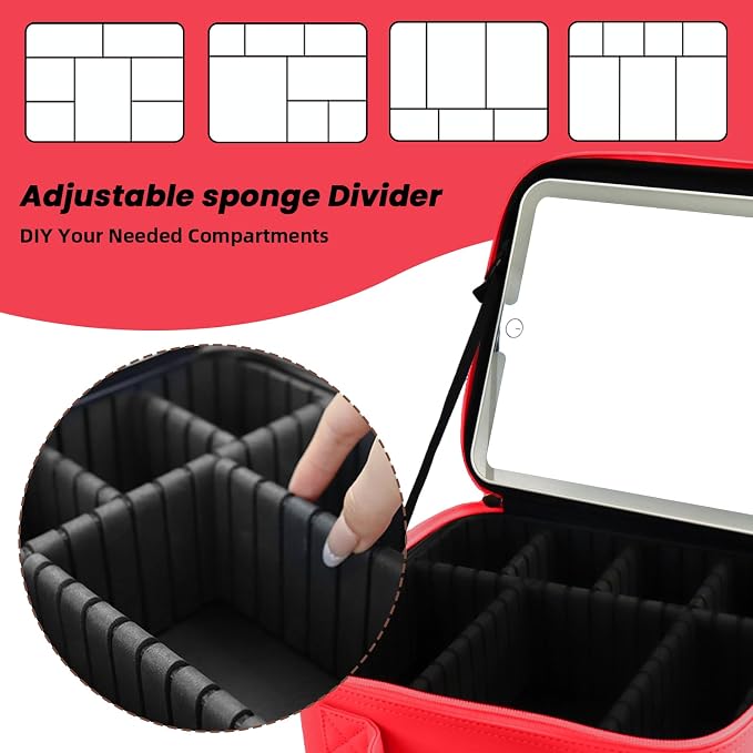Travel Makeup Bag with LED Mirror and Light Makeup Travel Bag Organizer - Image 4