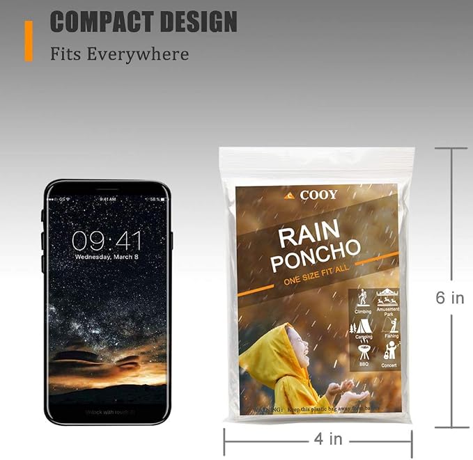 Rain Ponchos, with Drawstring Hood （10 Pack） Emergency Disposable Rain Ponchos - Image 2