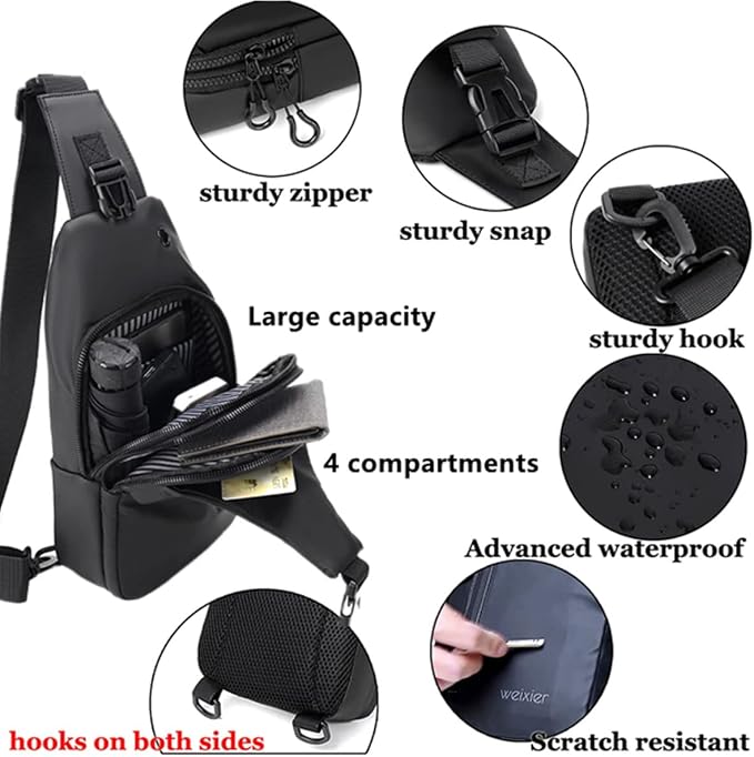 Waterproof Sling Bags Mens Shoulder Crossbody Backpack - Image 4