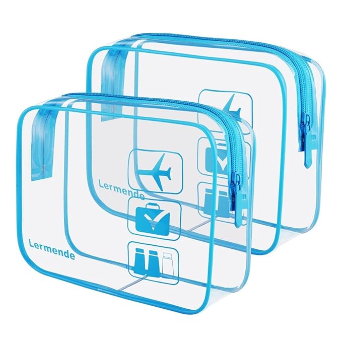 Lermende 2pcs Clear Toiletry Bag TSA Approved Travel Bag, Carry On by Lermende
