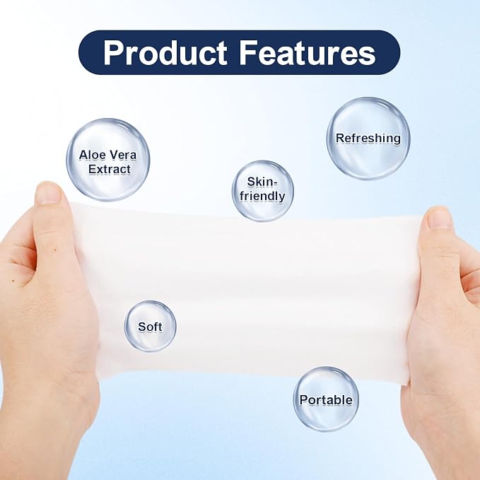100 Pcs Wet Wipes Individually Wrapped, Aloe Vera Hand Wipe, Disposable Skin - Image 3