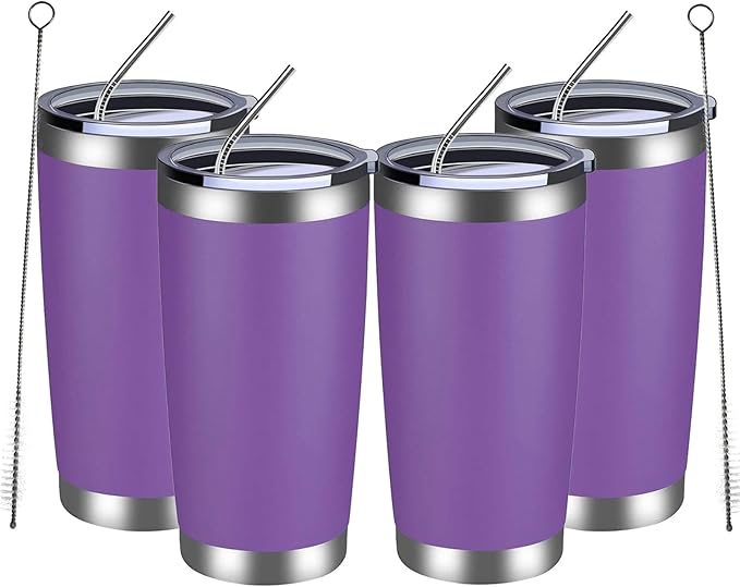 MEWAY 20oz Tumbler 4 Pack Double Wall Vacuum Insulated Travel Mug Bulk by MEWAY