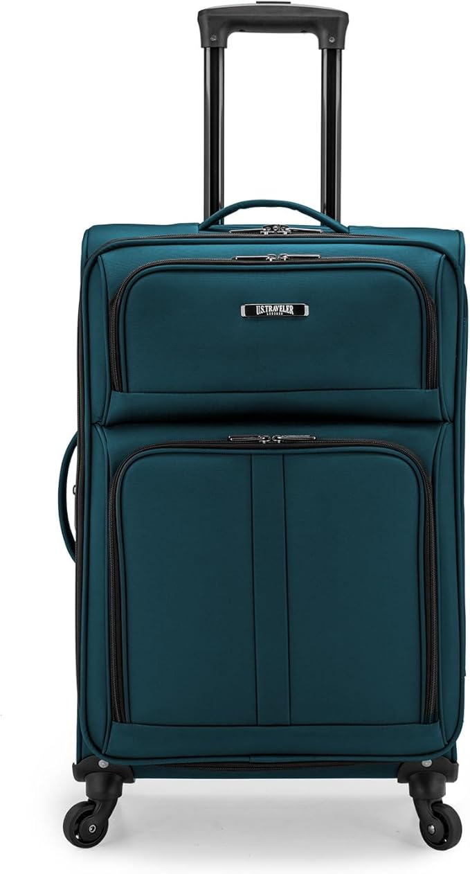 U.S. TRAVELER Anzio Softside Expandable Spinner Luggage, Checked-Medium 26-Inch by USTraveler