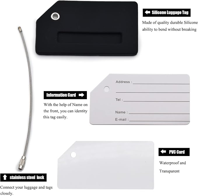 7 Pack Silicone Luggage Tag Baggage Handbag Travel Bag Tags - Image 4