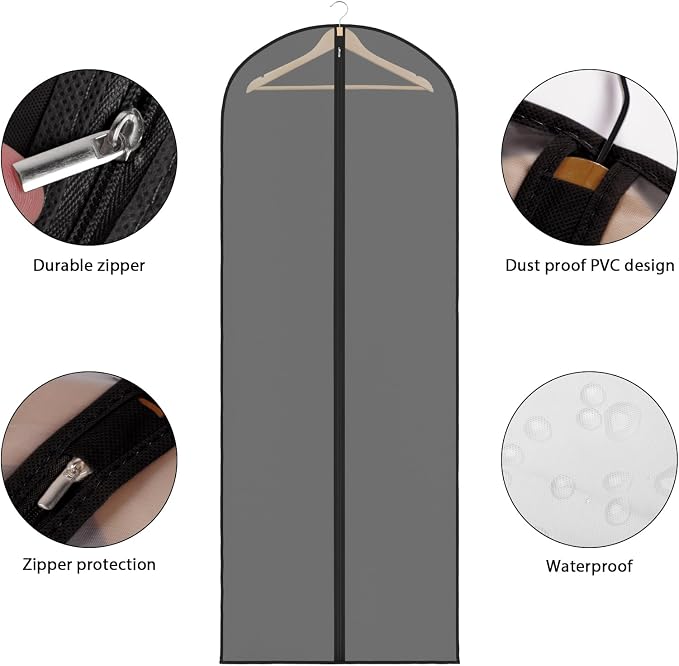 Zilink Clear Dress Bags for Gowns Long 65'' Garment Bags for Hanging Clothes - Image 3