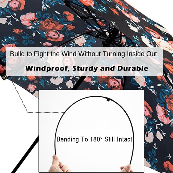 LANBRELLA Compact Reverse Folding Umbrella Auto Windproof Travel Umbrella - Image 3