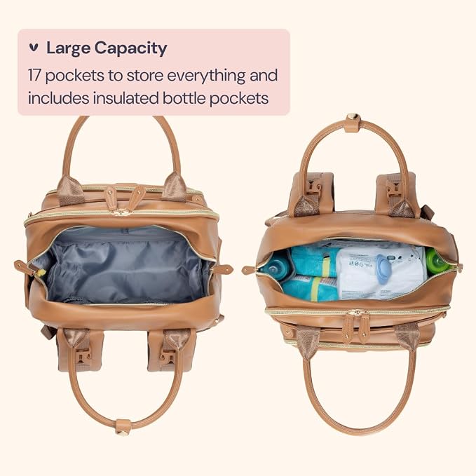 BabbleRoo Leather Diaper Bag Backpack - Image 4
