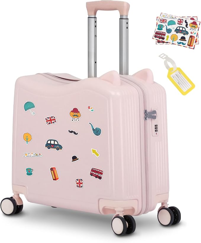 20" Ride-On Travel Suitcase for Kids, Cute Ear Toddler Carry on Luggage by smilesun