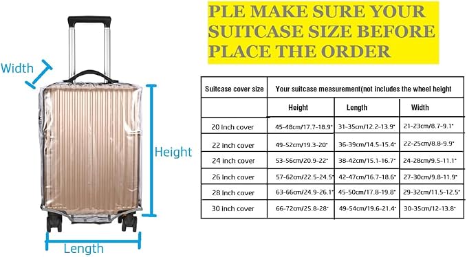 3PCS Clear PVC Suitcase Cover Protectors Thicken Luggage Coves Full Transparent - Image 3