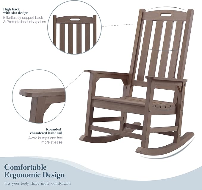 Psilvam Oversized Outdoor Rocking Chair, - Image 4