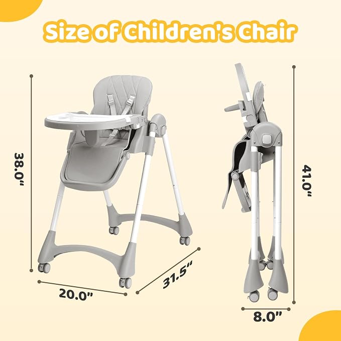 JOYMOR Foldable Baby High Chair, 4 in 1 Convertible Highchair - Image 8