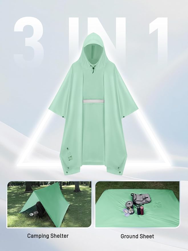 SaphiRose Extra Thick Hooded Rain Poncho Double Layer Waterproof Raincoat Jacket - Image 3