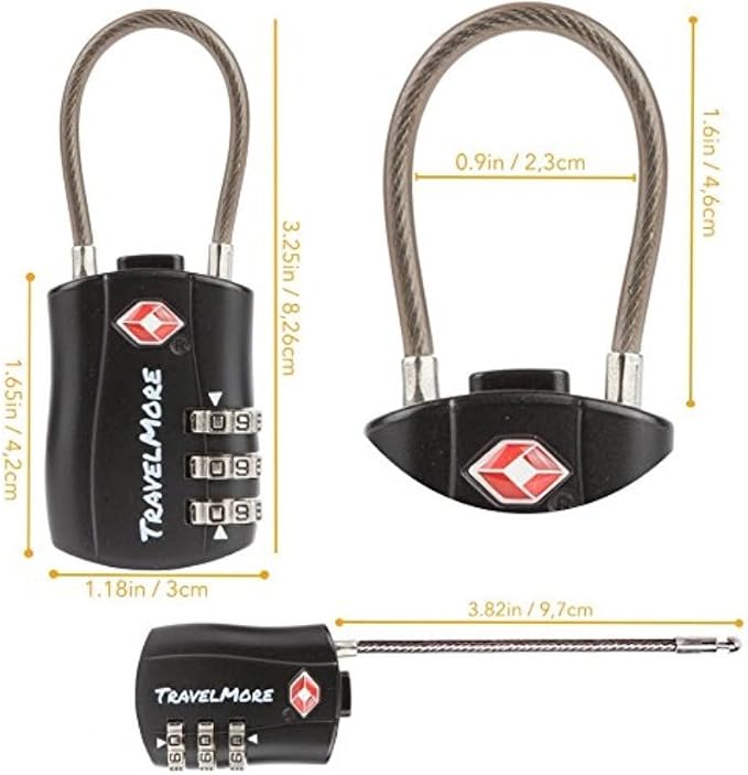 TravelMore 10 Pack TSA Approved Travel Combination Cable Luggage Locks - Image 2