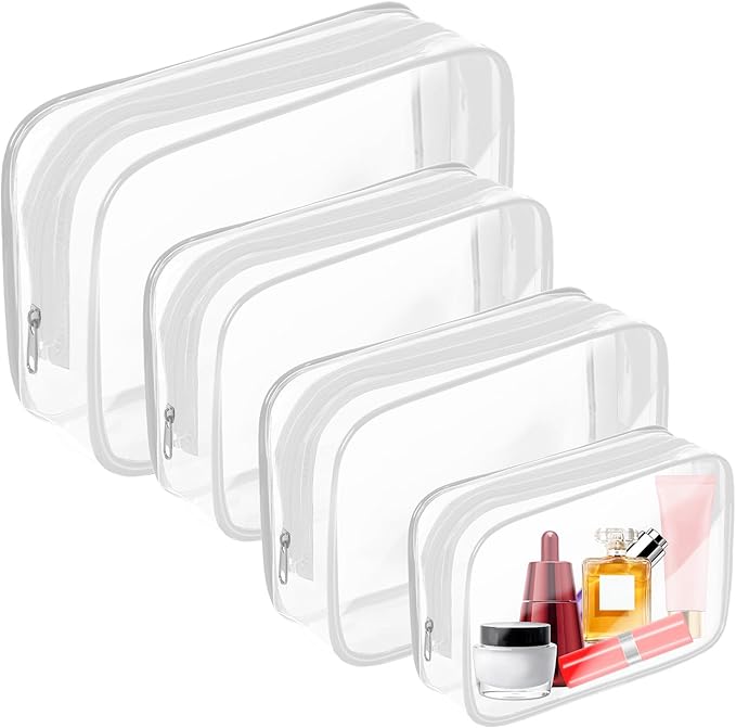 AURUZA 4 Pack Clear Toiletry Bag, Portable Travel Makeup Pouch by AURUZA