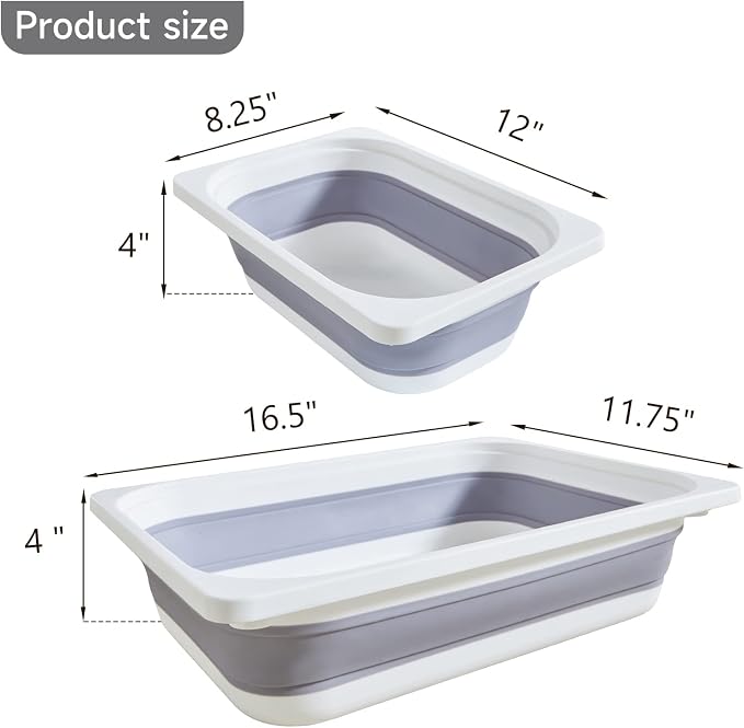 Beright 2 Pack Storage Bins, Collapsible Wash Basin Folding Dish Tub Sink - Image 2