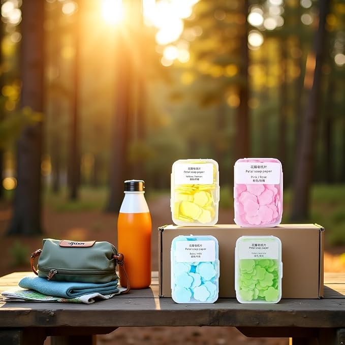 4 Boxes Paper Soap, 4 Different Scented Mini Fresh Portable Disposable Petal - Image 5