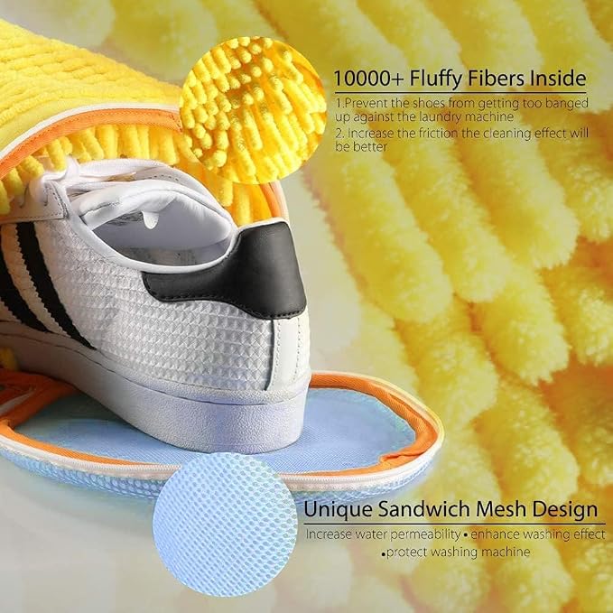 Shoe Washing Machine Bag 2PCS, Reusable Durable Zipper Laundry Bag Shoe Washing - Image 6
