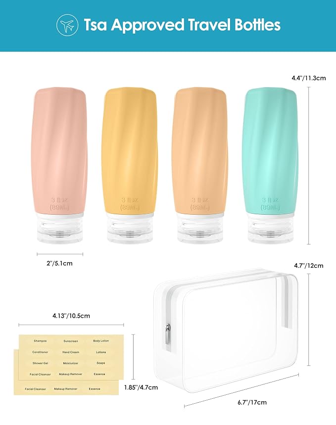 Morfone Travel Bottles for Toiletries, 3oz TSA Approved Travel Size Containers - Image 6