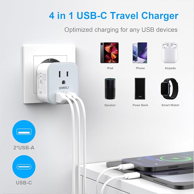 European Travel Plug Adapter, Foldable Power Adapter - Image 3