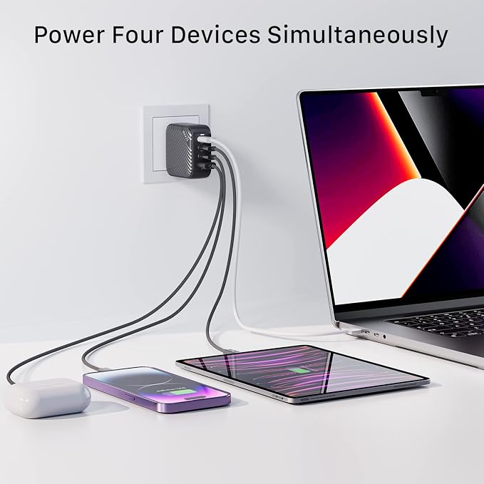 INVZI GaNHub 100W USB C Charger Multiport, GaN III 4-Port USB Charging Station - Image 4