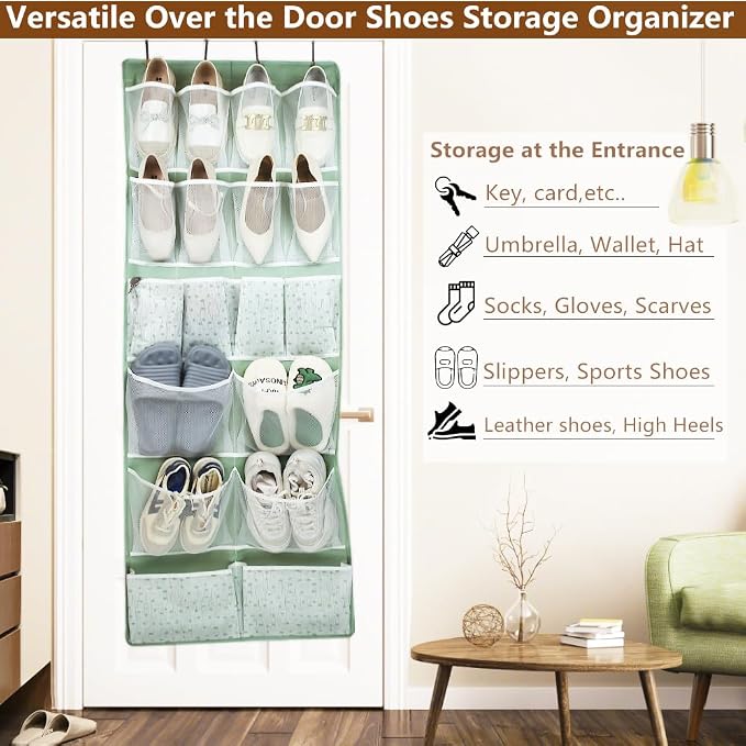 18 Pocekts Over the Door Shoes Organizer, Behind Door Hanging Storage Pocekt - Image 2