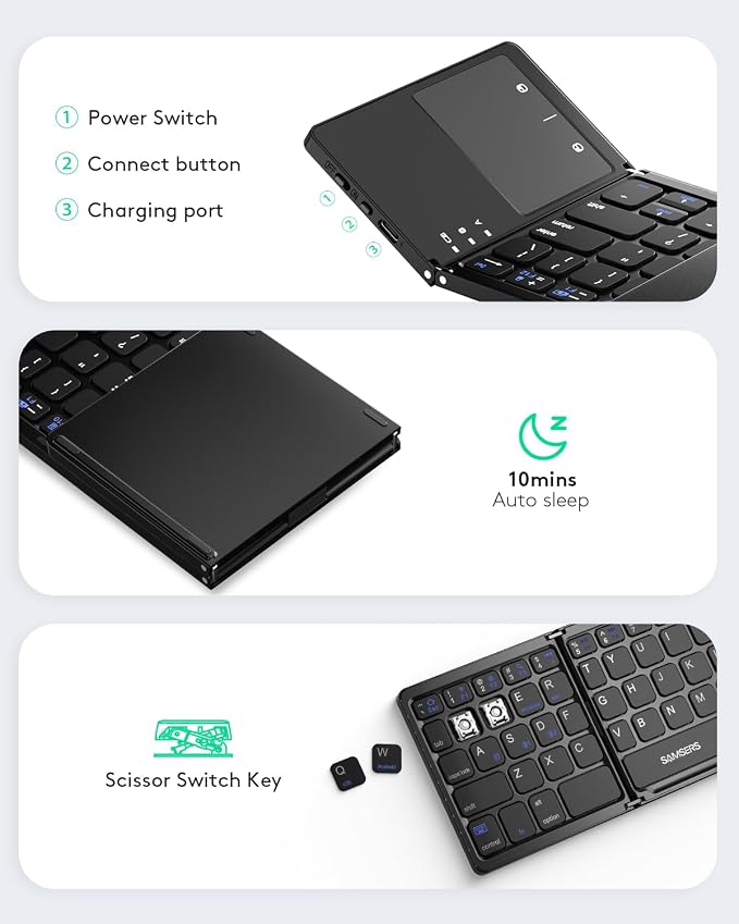Samsers Multi-Device Foldable Bluetooth Keyboard - Image 6