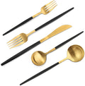 Matte Black Gold Silverware Set, 20-Piece Stainless Steel Flatware Set by VANVRO