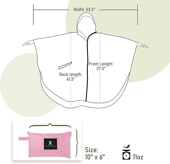 SaphiRose Unisex Rain Poncho Raincoat Hooded - Image 7