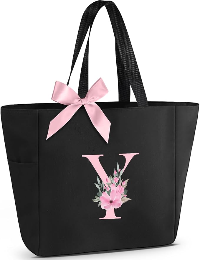 Vavabox Tote Bag, A-Z Initial Monogrammed Waterproof Tote Bag, Bridesmaid Gifts by Vavabox