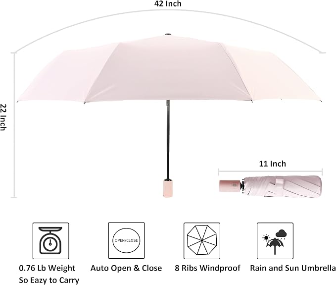BAODINI Small UV Protection Travel Umbrella Compact - Image 6