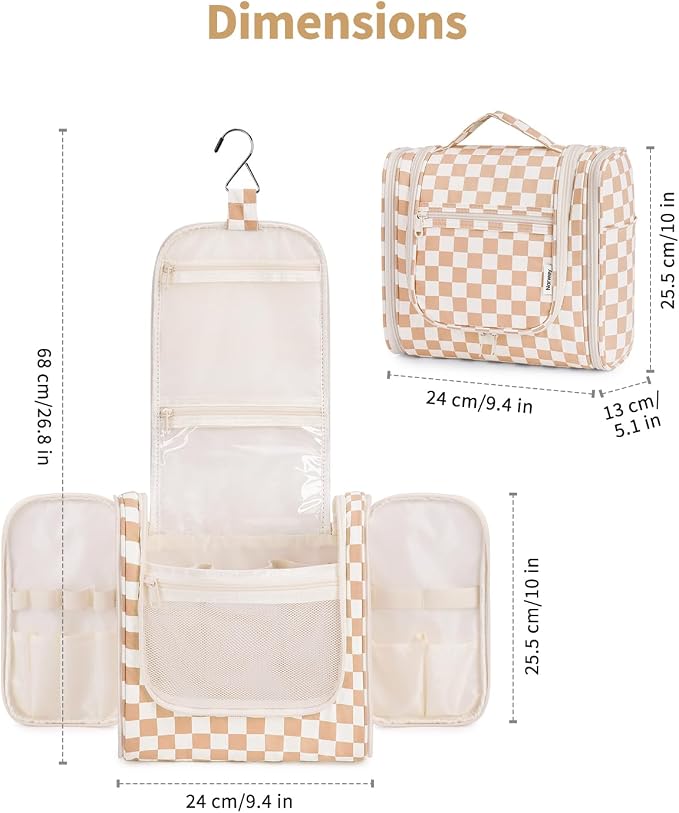 Narwey Checked Hanging Travel Toiletry Bag - Image 5