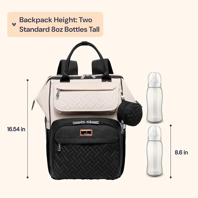 BabbleRoo Diaper Bag Backpack, Stroller Straps & Pacifier Case, Unisex Stylish - Image 2