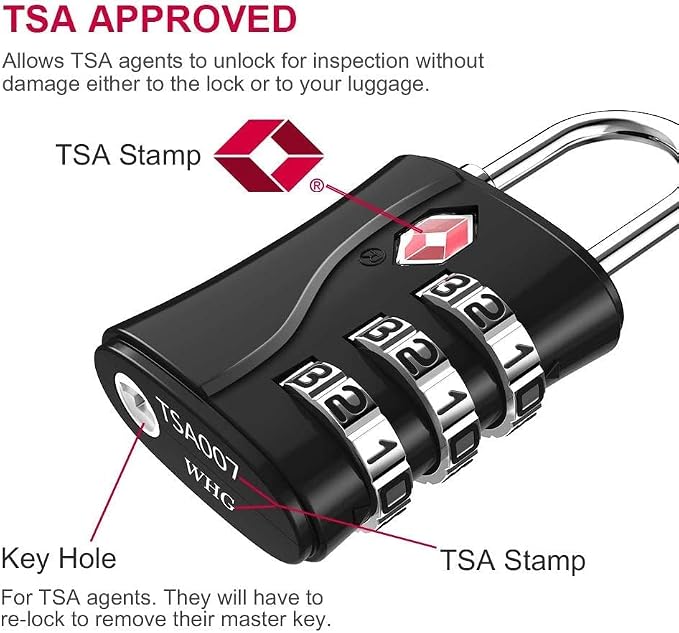 ZHEGE TSA Approved Locks, Luggage Locks, 3 Dial TSA Lock - Image 2