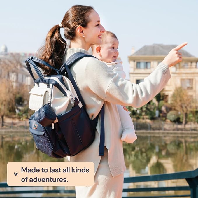 BabbleRoo Leather Diaper Bag Backpack, Unisex Stylish Travel Back Pack Nappy - Image 8