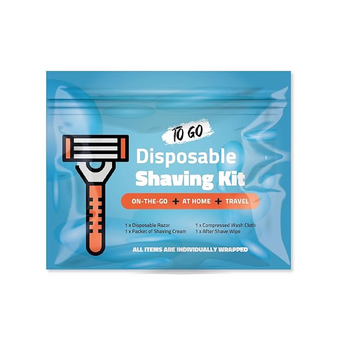Shaving Kit with Razor, Shaving Cream, Washcloth & Aftershave Wipe – Men’s by KitUSafe