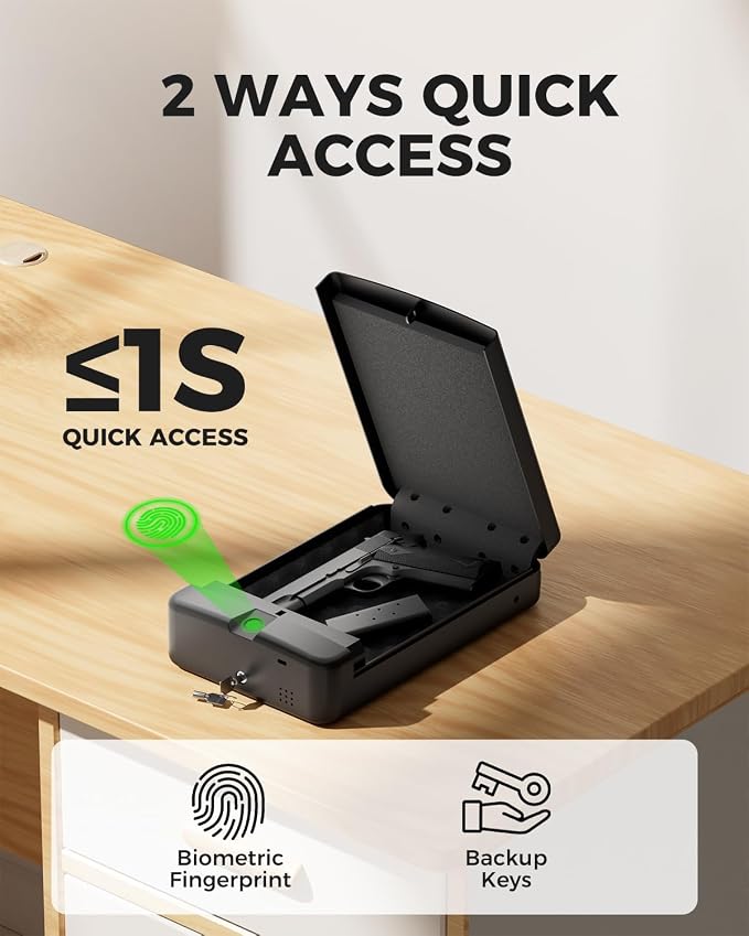 Biometric Gun Safe Travel Case for Pistol, Easy Edition, Quick Access - Image 2