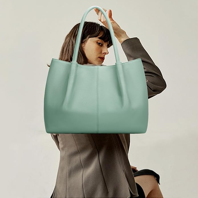 KKXIU Tote Bag for Women Vegan Leather Shoulder Purse Large Capacity Travel Bag - Image 4