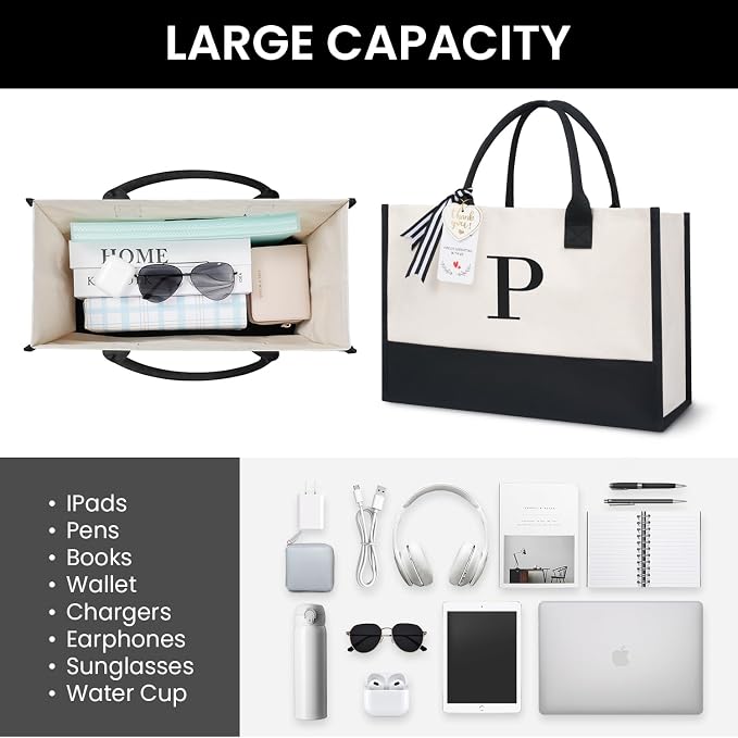 BAGAIL Initial Tote Bag, Personalized Birthday Gifts - Image 7