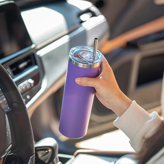 koodee Tumbler with Lid and Straw-20 oz Stainless Steel Vacuum Insulated Coffee - Image 6